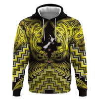 Personalised Aotearoa Matariki Zip Hoodie Yellow Fern Maori Poutama LT01 Pullover Hoodie Yellow - Polynesian Pride