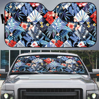 Hawaii Tropicana Blue Pattern Auto Sun Shade - Polynesian Pride