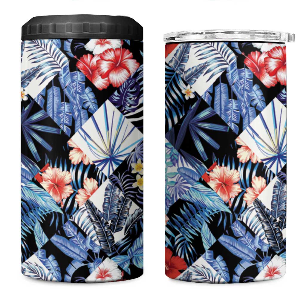 Hawaii Tropicana Blue Pattern 4 in 1 Can Cooler Tumbler - Polynesian Pride