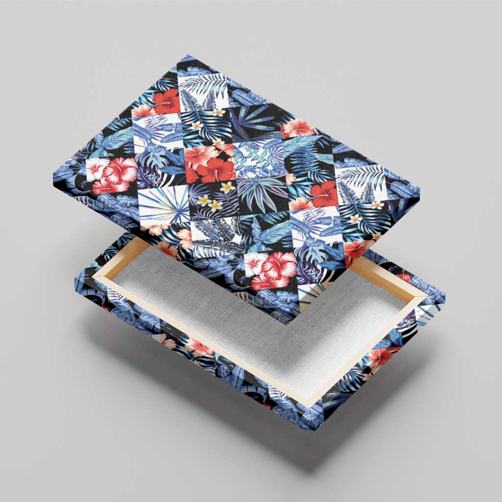 Hawaii Tropicana Blue Pattern Canvas Wall Art - Polynesian Pride