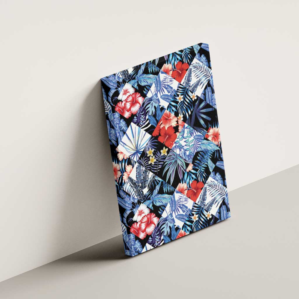 Hawaii Tropicana Blue Pattern Canvas Wall Art - Polynesian Pride