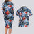 Hawaii Tropicana Blue Pattern Couples Matching Long Sleeve Bodycon Dress and Hawaiian Shirt - Polynesian Pride