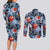 Hawaii Tropicana Blue Pattern Couples Matching Long Sleeve Bodycon Dress and Long Sleeve Button Shirt - Polynesian Pride