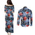 Hawaii Tropicana Blue Pattern Couples Matching Puletasi and Long Sleeve Button Shirt - Polynesian Pride