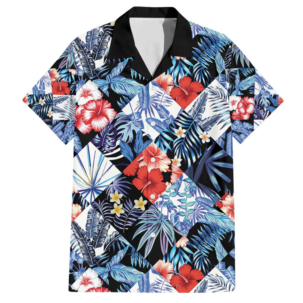Hawaii Tropicana Blue Pattern Family Matching Short Sleeve Bodycon Dress and Hawaiian Shirt - Polynesian Pride