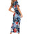 Hawaii Tropicana Blue Pattern Family Matching Short Sleeve Bodycon Dress and Hawaiian Shirt - Polynesian Pride