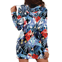 Hawaii Tropicana Blue Pattern Hoodie Dress - Polynesian Pride
