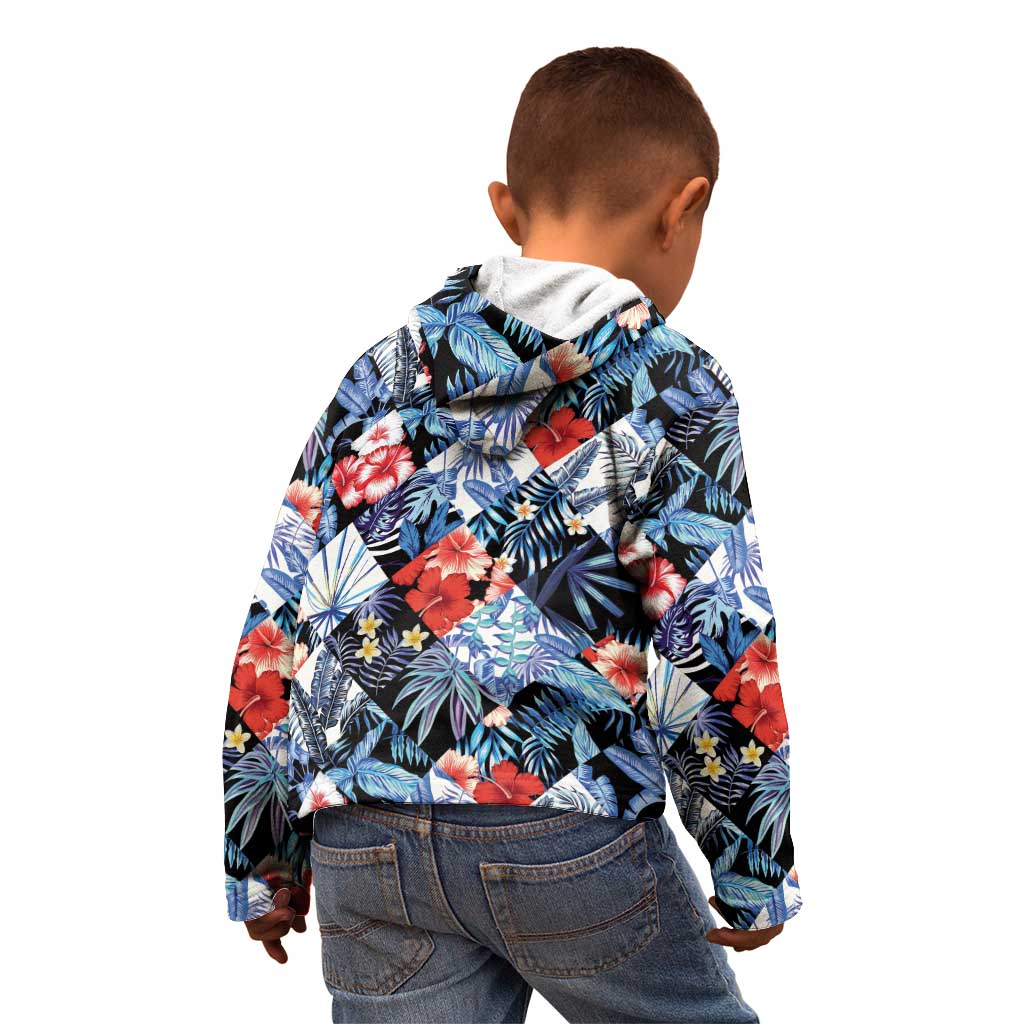Hawaii Tropicana Blue Pattern Kid Hoodie - Polynesian Pride