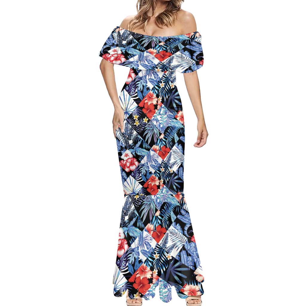 Hawaii Tropicana Blue Pattern Mermaid Dress - Polynesian Pride