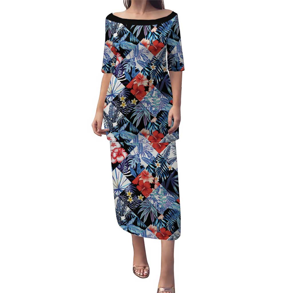 Hawaii Tropicana Blue Pattern Puletasi - Polynesian Pride