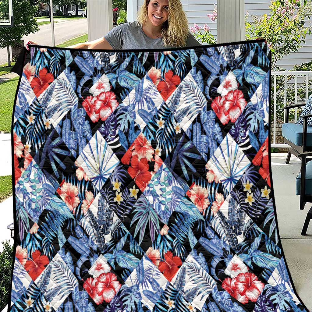 Hawaii Tropicana Blue Pattern Quilt - Polynesian Pride