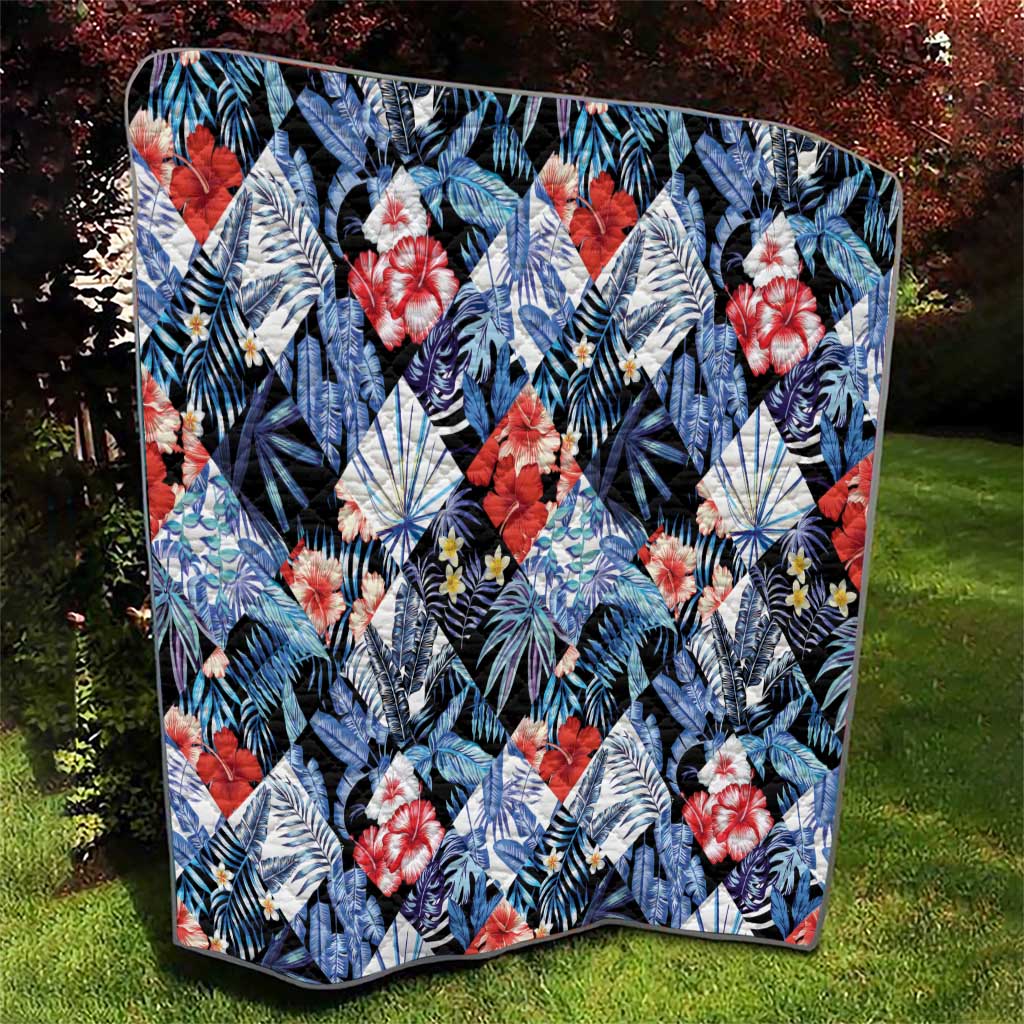 Hawaii Tropicana Blue Pattern Quilt - Polynesian Pride