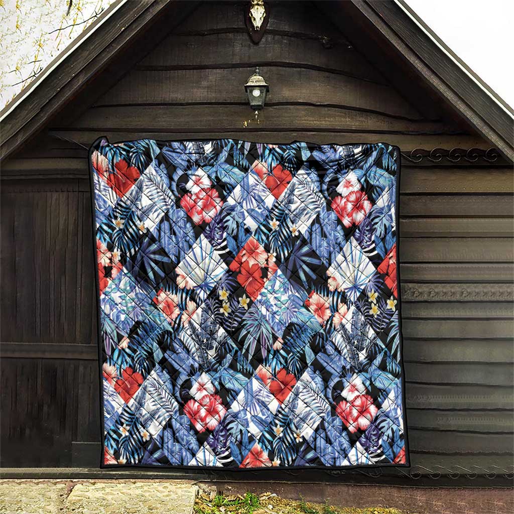 Hawaii Tropicana Blue Pattern Quilt - Polynesian Pride