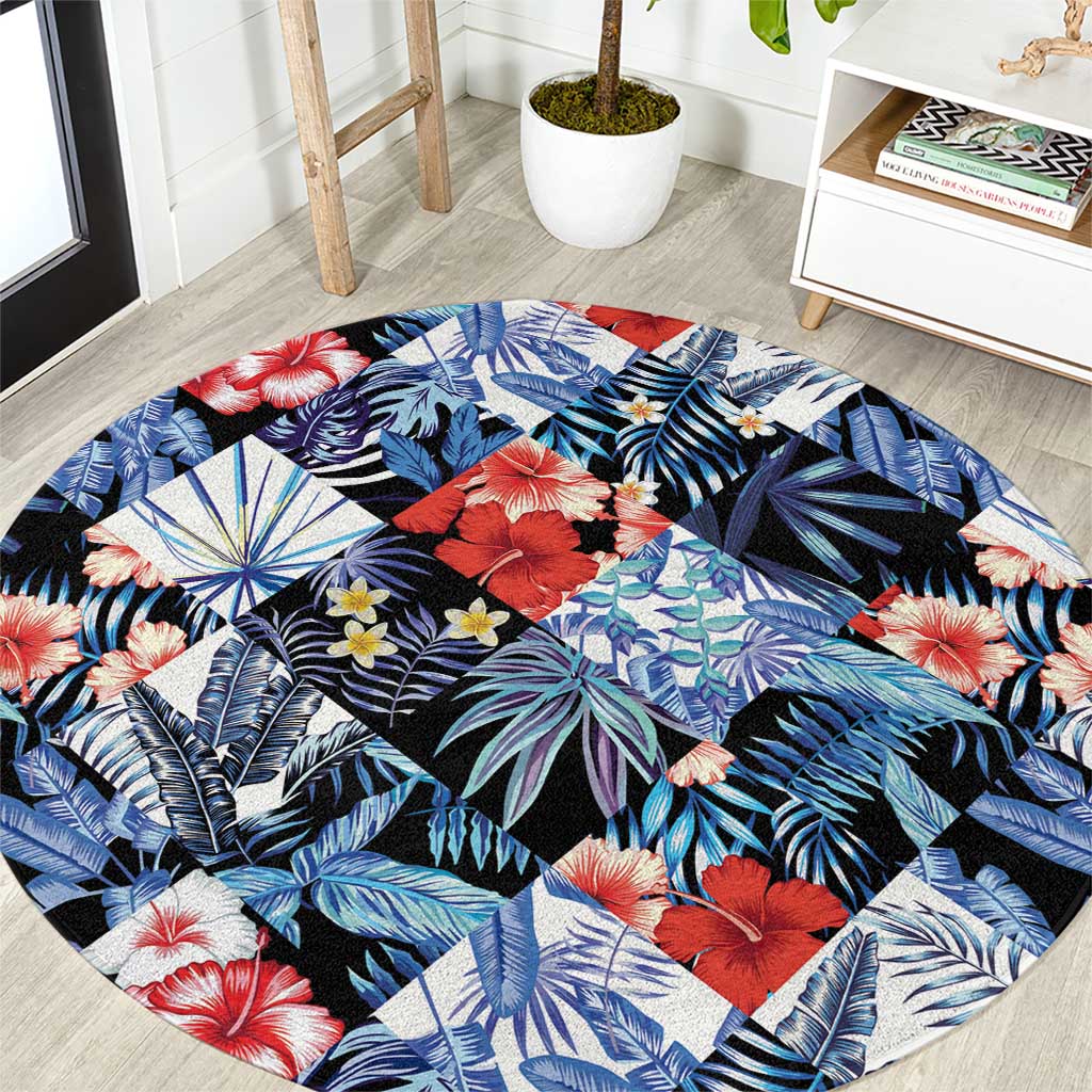 Hawaii Tropicana Blue Pattern Round Carpet LT01 Blue - Polynesian Pride