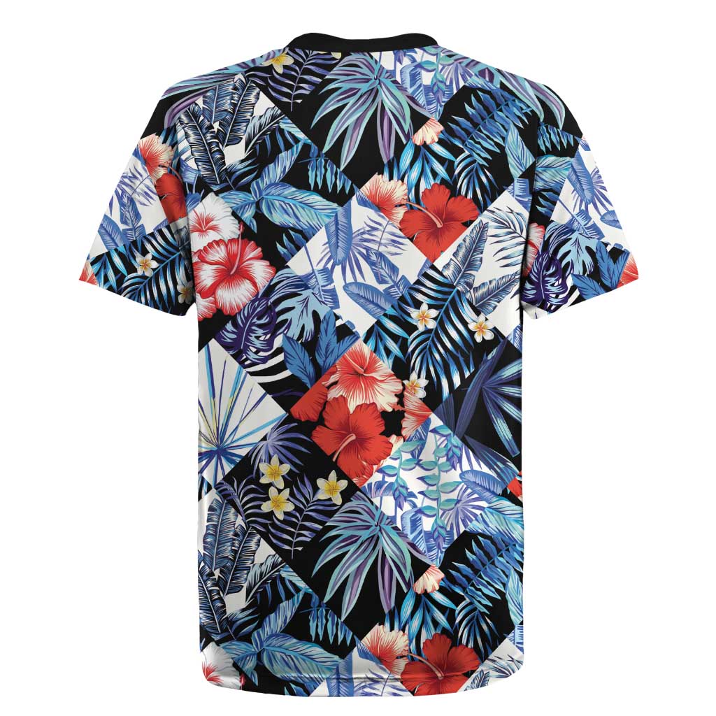 Hawaii Tropicana Blue Pattern Rugby Jersey - Polynesian Pride