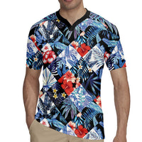 Hawaii Tropicana Blue Pattern Rugby Jersey - Polynesian Pride