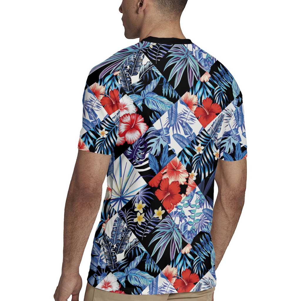Hawaii Tropicana Blue Pattern Rugby Jersey - Polynesian Pride