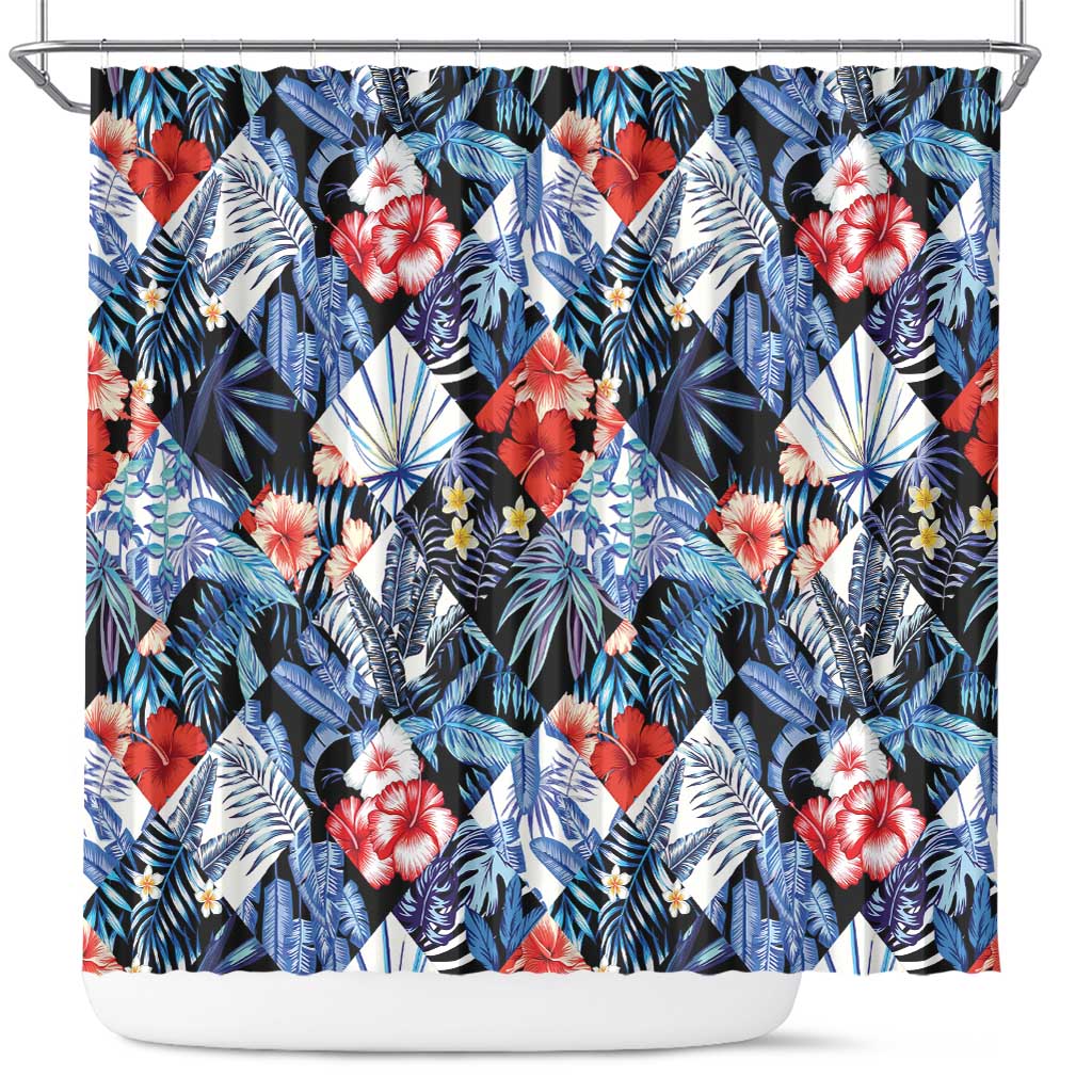Hawaii Tropicana Blue Pattern Shower Curtain LT01 Blue - Polynesian Pride
