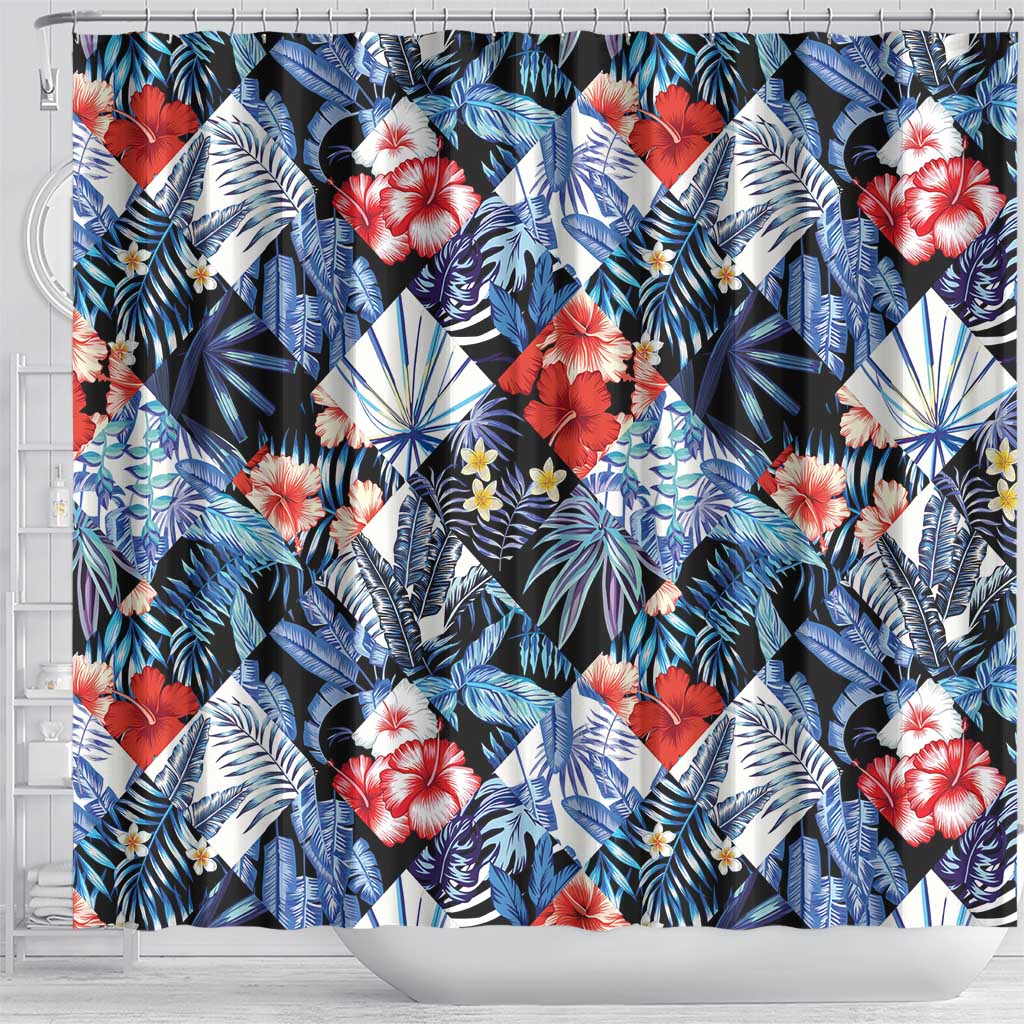 Hawaii Tropicana Blue Pattern Shower Curtain - Polynesian Pride