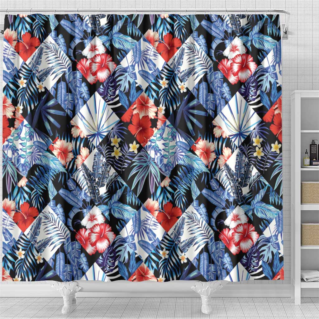 Hawaii Tropicana Blue Pattern Shower Curtain - Polynesian Pride
