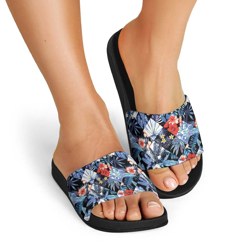 Hawaii Tropicana Blue Pattern Slide Sandals - Polynesian Pride