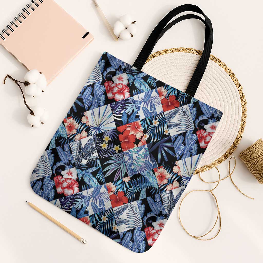 Hawaii Tropicana Blue Pattern Tote Bag LT01 Black Strap One Size Blue - Polynesian Pride