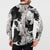 Black White Monotone Tropical Flowers Pattern Button Sweatshirt - Polynesian Pride