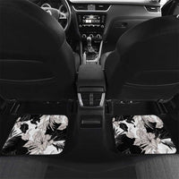 Black White Monotone Tropical Flowers Pattern Car Mats - Polynesian Pride