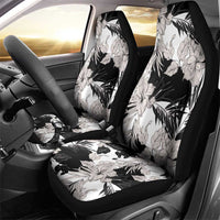 Black White Monotone Tropical Flowers Pattern Car Seat Cover - Polynesian Pride