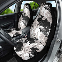 Black White Monotone Tropical Flowers Pattern Car Seat Cover - Polynesian Pride