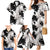 Black White Monotone Tropical Flowers Pattern Family Matching Mermaid Dress and Hawaiian Shirt - Polynesian Pride