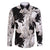 Black White Monotone Tropical Flowers Pattern Family Matching Short Sleeve Bodycon Dress and Hawaiian Shirt - Polynesian Pride