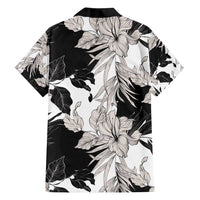 Black White Monotone Tropical Flowers Pattern Family Matching Summer Maxi Dress and Hawaiian Shirt - Polynesian Pride