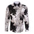 Black White Monotone Tropical Flowers Pattern Family Matching Tank Maxi Dress and Hawaiian Shirt - Polynesian Pride