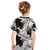 Black White Monotone Tropical Flowers Pattern Kid T Shirt - Polynesian Pride