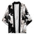 Black White Monotone Tropical Flowers Pattern Kimono - Polynesian Pride