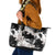 Black White Monotone Tropical Flowers Pattern Leather Tote Bag - Polynesian Pride