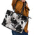 Black White Monotone Tropical Flowers Pattern Leather Tote Bag - Polynesian Pride