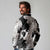 Black White Monotone Tropical Flowers Pattern Long Sleeve Polo Shirt - Polynesian Pride