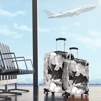 Black White Monotone Tropical Flowers Pattern Luggage Cover - Polynesian Pride