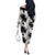 Black White Monotone Tropical Flowers Pattern Off The Shoulder Long Sleeve Dress - Polynesian Pride