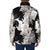 Black White Monotone Tropical Flowers Pattern Padded Jacket - Polynesian Pride
