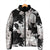 Black White Monotone Tropical Flowers Pattern Padded Jacket - Polynesian Pride