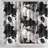 Black White Monotone Tropical Flowers Pattern Shower Curtain - Polynesian Pride