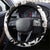 Black White Monotone Tropical Flowers Pattern Steering Wheel Cover - Polynesian Pride