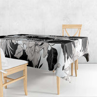 Black White Monotone Tropical Flowers Pattern Tablecloth - Polynesian Pride