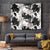 Black White Monotone Tropical Flowers Pattern Tapestry - Polynesian Pride