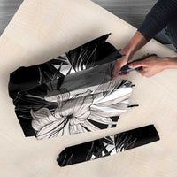 Black White Monotone Tropical Flowers Pattern Umbrella - Polynesian Pride