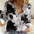 Black White Monotone Tropical Flowers Pattern Women Casual Shirt - Polynesian Pride