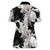 Black White Monotone Tropical Flowers Pattern Women Polo Shirt - Polynesian Pride